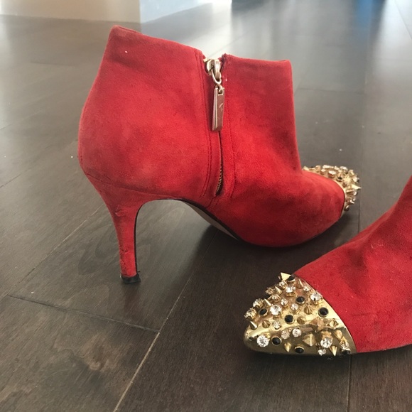 Zara Red Heeled Boots - Picture 2 of 5